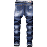 Men's Personality Hole Printed embroidery Jeans